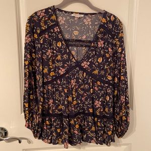 American Eagle Printed Tiered Peasant Top Size XS